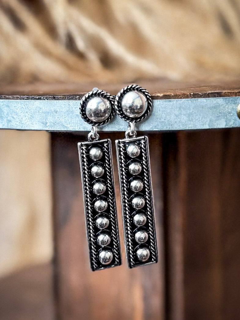 Silver Spur Fashion Bar Earrings