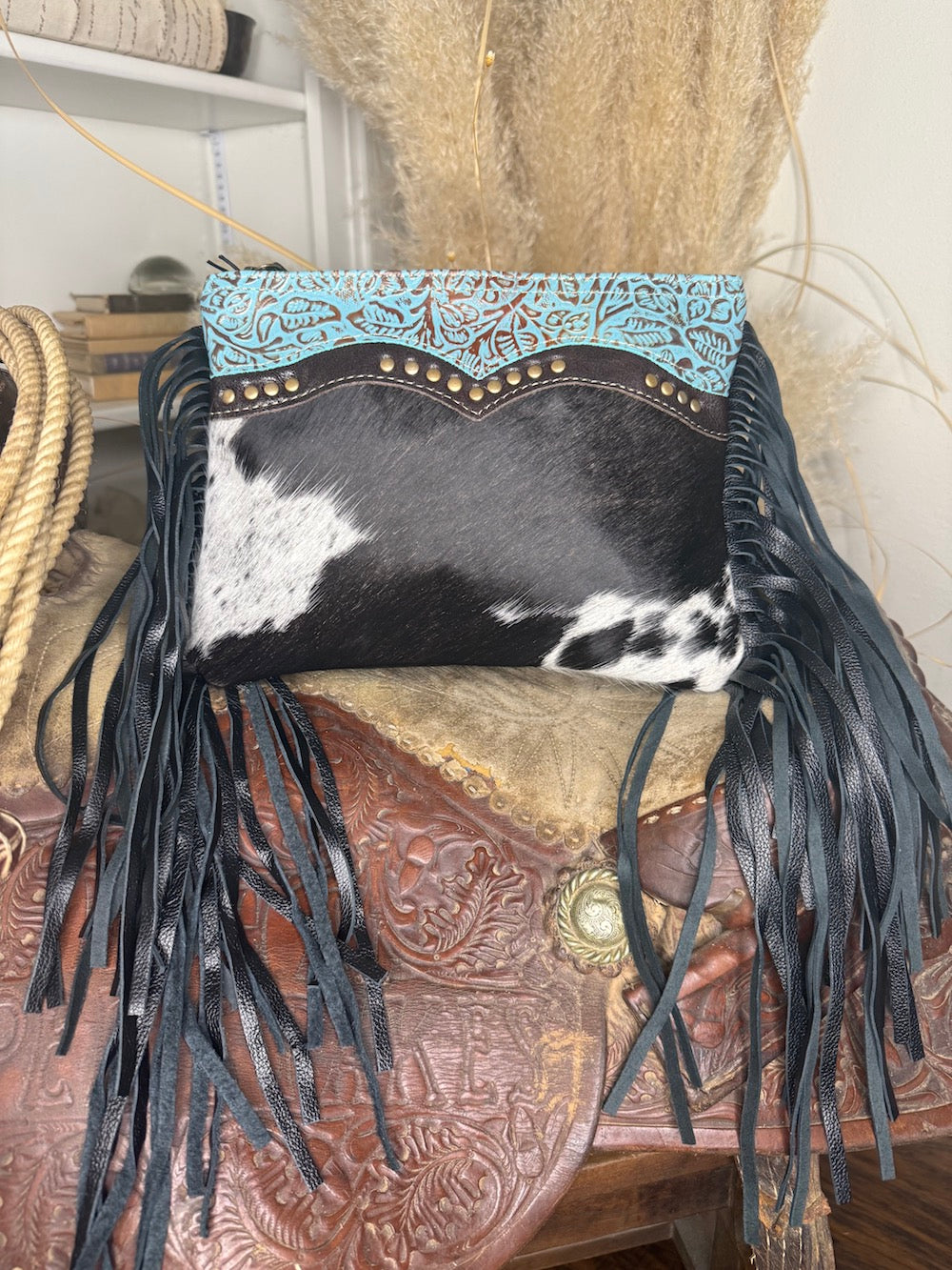 Mescalaro Hill Leather & Hair On Bag in Coal