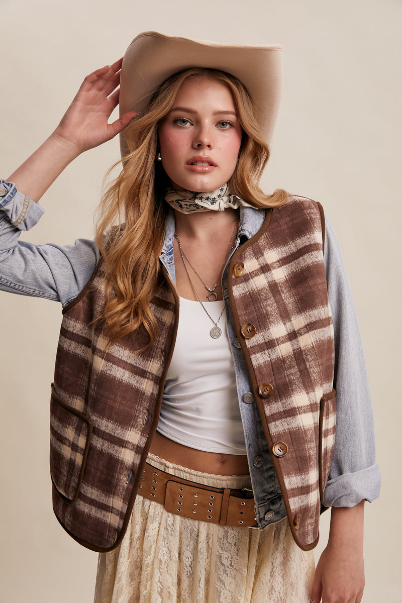 Wild West Plaid and Sherpa Vest