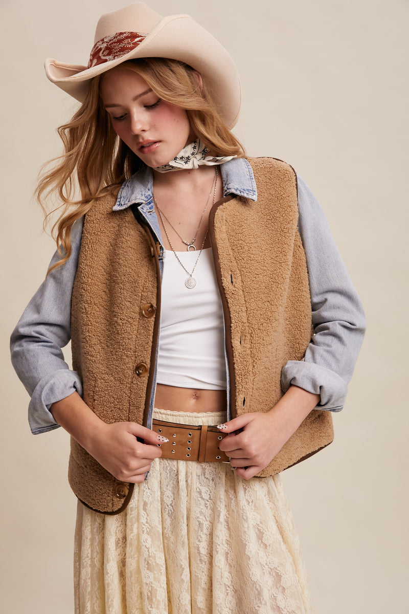 Wild West Plaid and Sherpa Vest