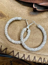 Clear Sparkle Silver XL Hoops