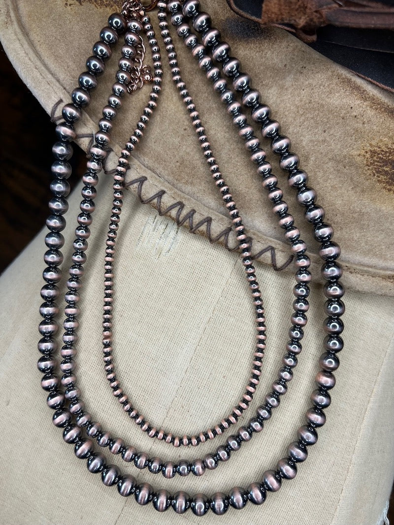 Faux Navajo Pearl 3 Strand Necklace