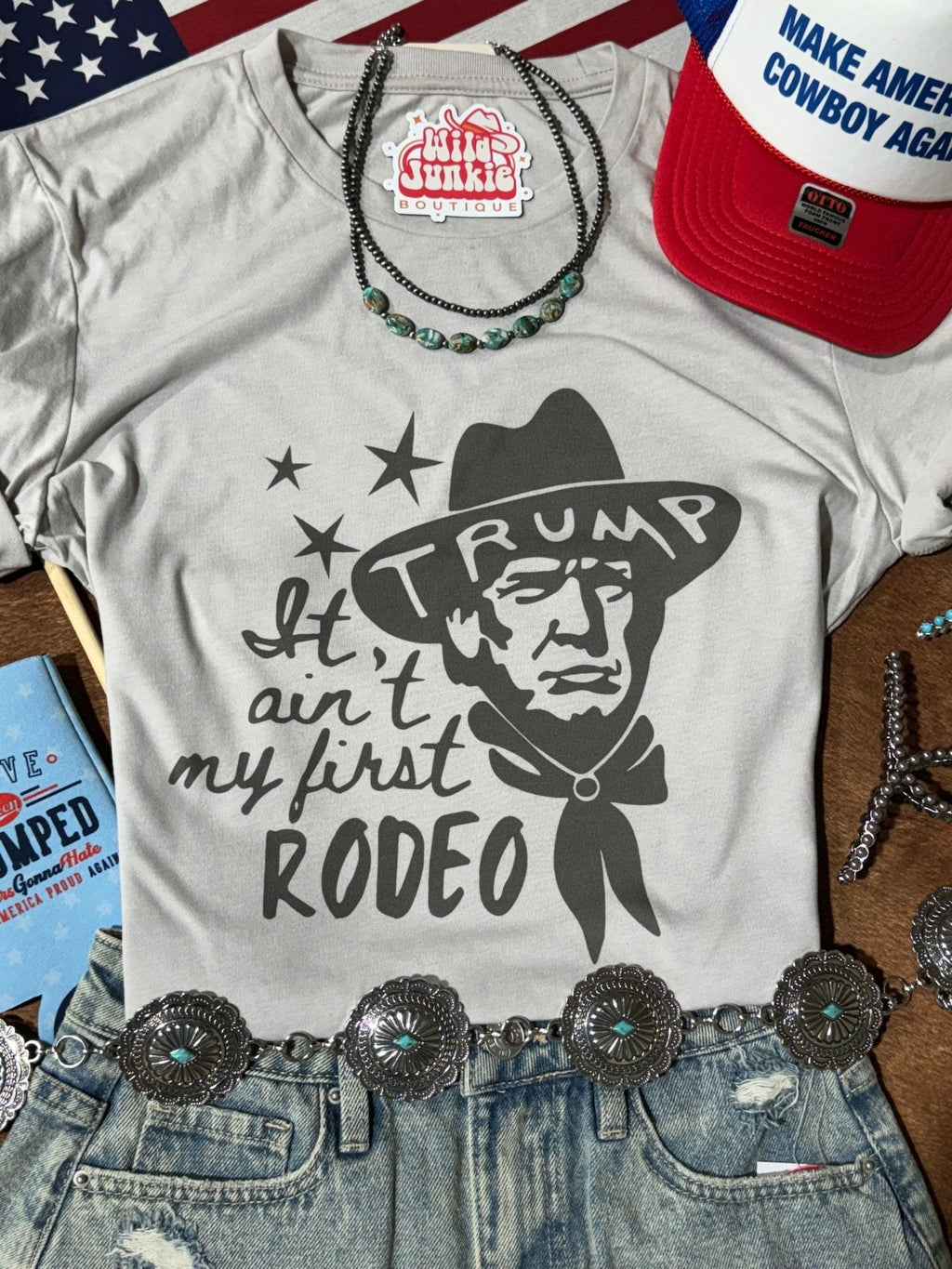 Ain't My First Rodeo Cowboy Trump Graphic Tee