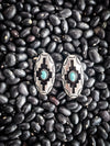 Azure Aztec Patterned Metal Stud Fashion Earrings