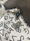 Azure Aztec Patterned Metal Stud Fashion Earrings