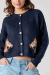 Bridled Button Front Cropped Cardigan