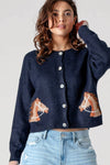 Bridled Button Front Cropped Cardigan