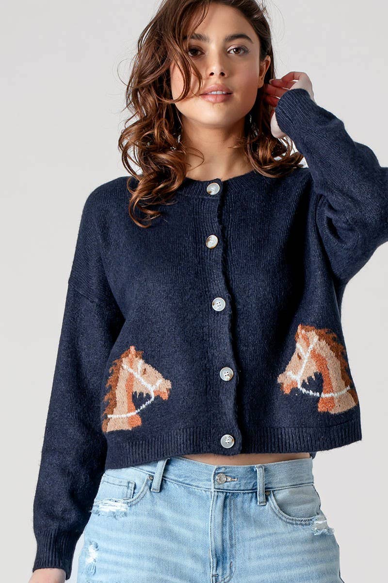 Bridled Button Front Cropped Cardigan