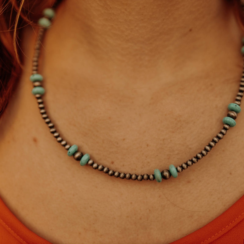 Faux Pearl and Turquoise Choker NecklaceTurquoiseOS