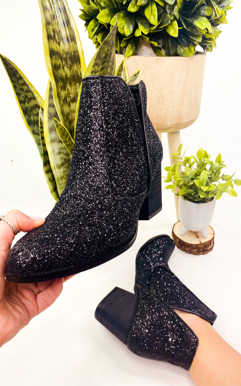 Fiera Glitter Booties in Black