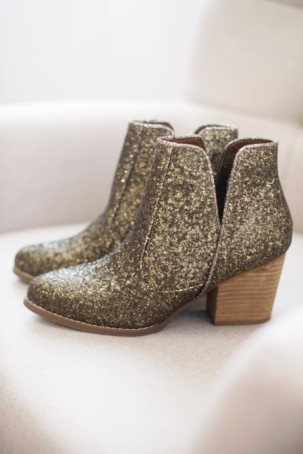 Fiera Glitter Booties in Bronze