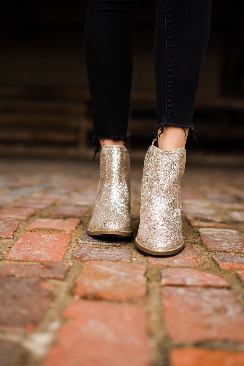 Fiera Glitter Booties in Gold