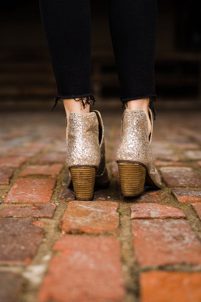 Fiera Glitter Booties in Gold