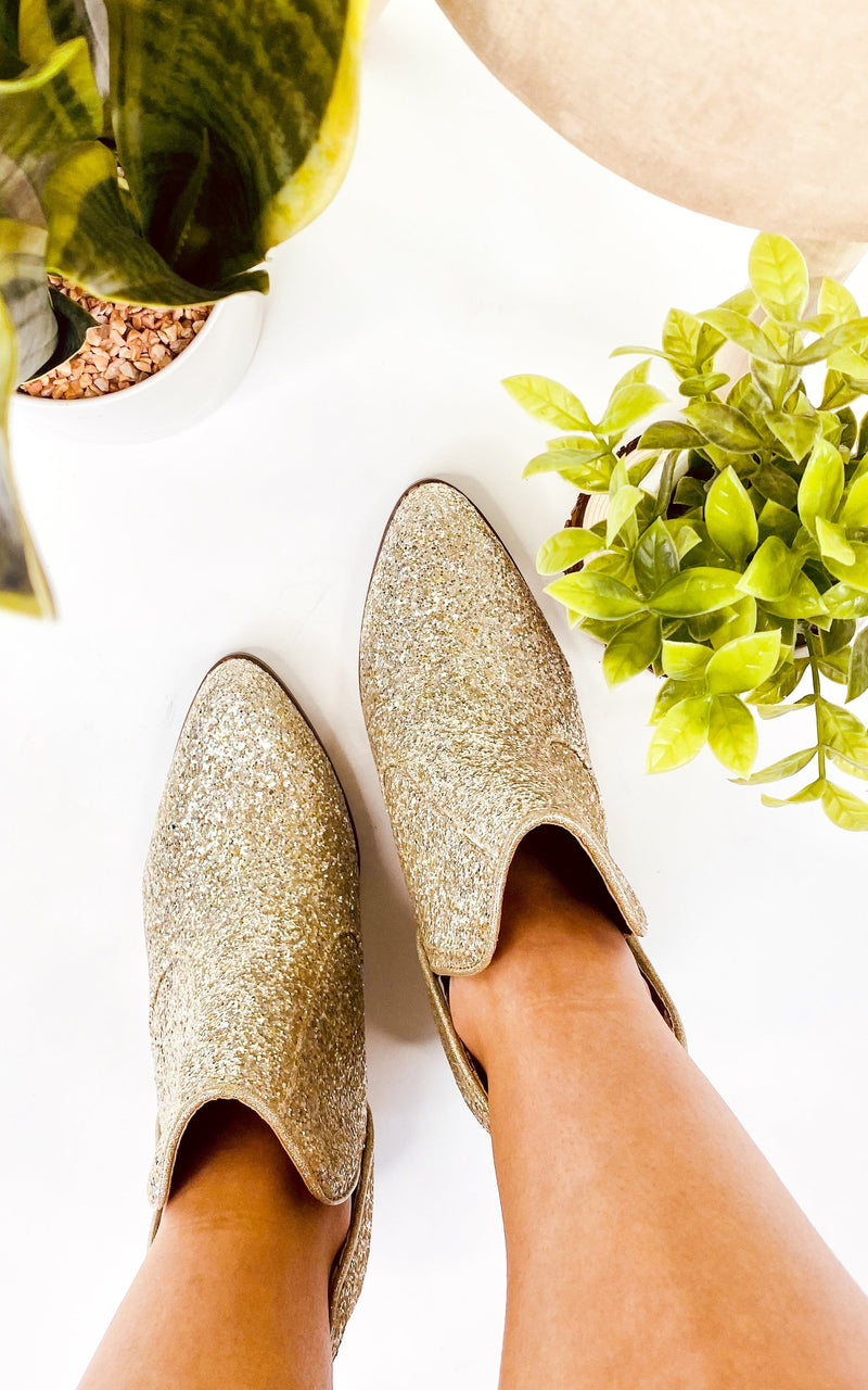 Fiera Glitter Booties in Gold