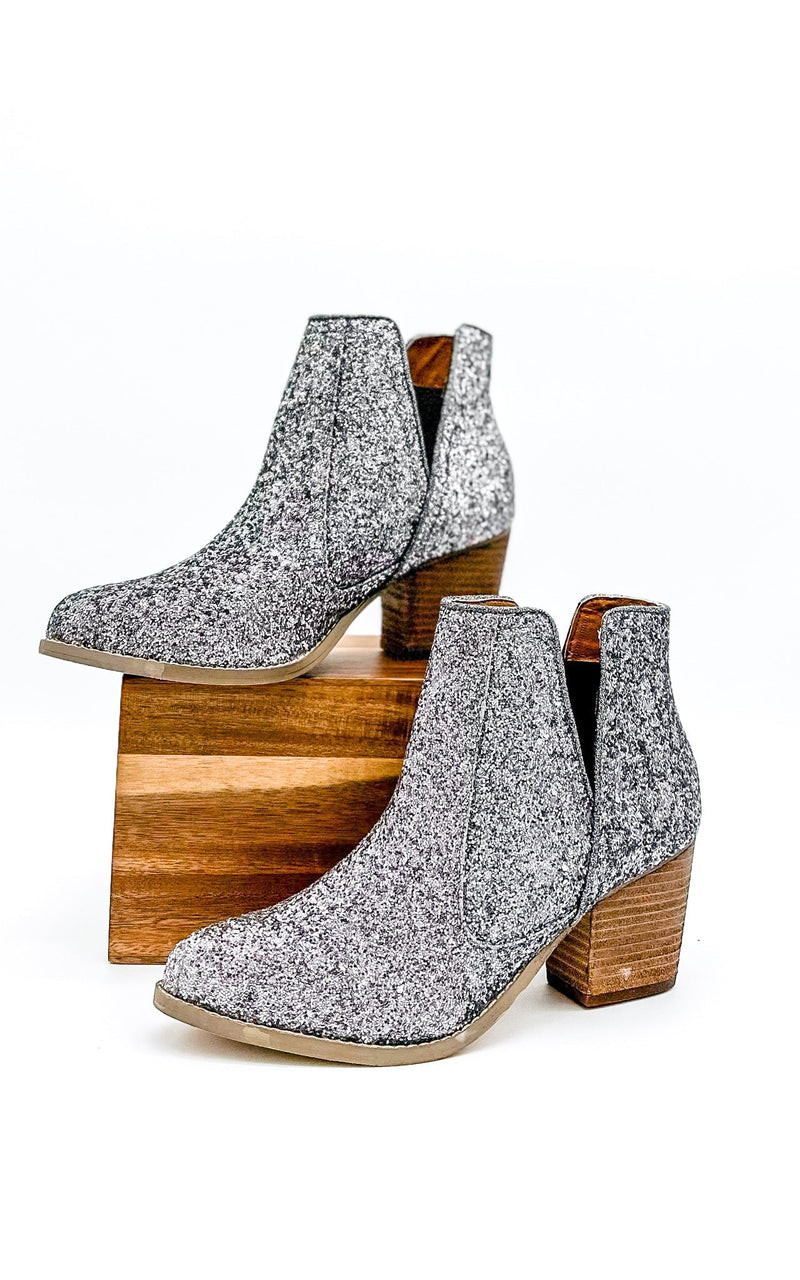 Fiera Glitter Booties in Pewter