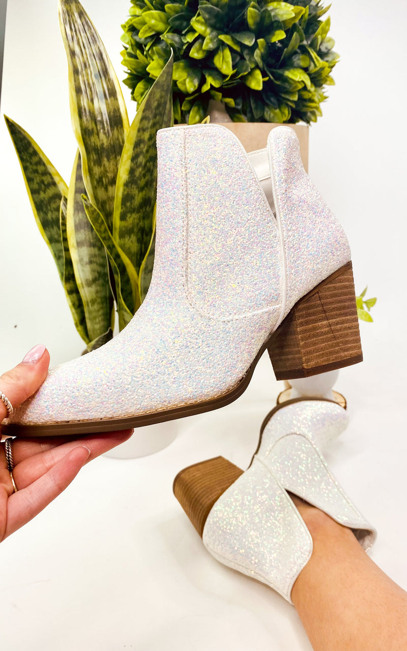 Fiera Glitter Booties in White