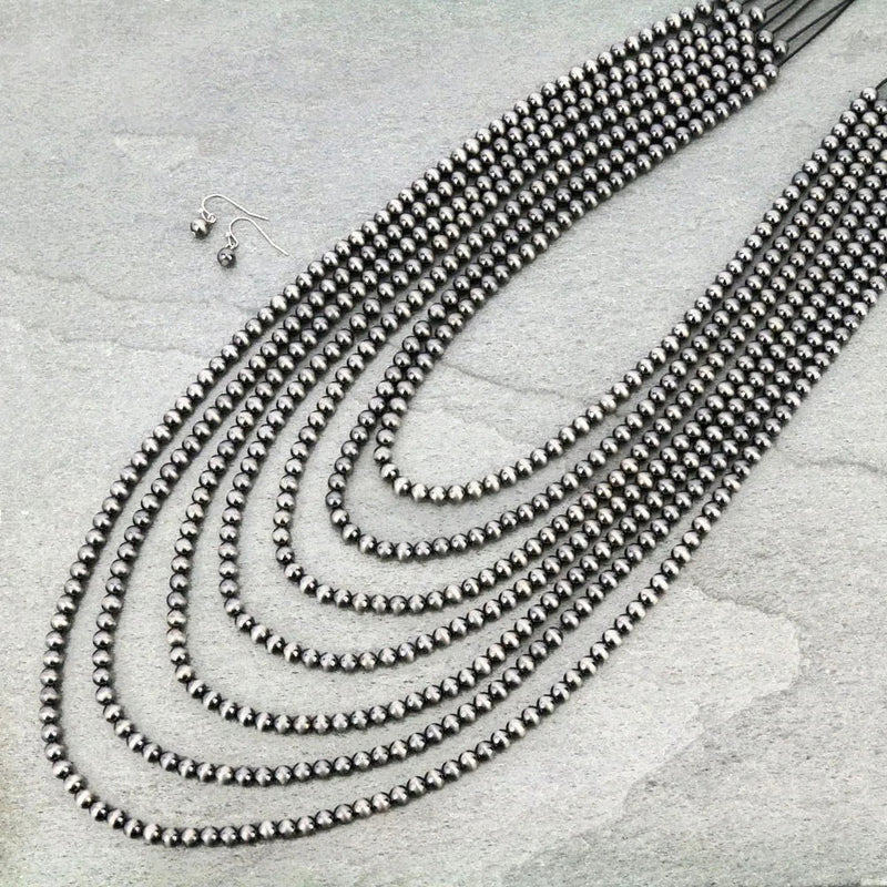 Gatton Navajo Style Pearl Layer Fashion Necklace