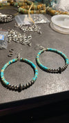 Hoop Earrings With Turquoise & Sterling Silver Pearls & Saucer
