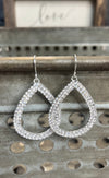 Rhinestone Teardrop Silver Earrings