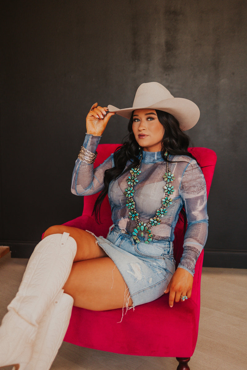The Denim Mesh Top