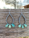 Teardrop turquoise and Sterling Silvers Pearls earrings