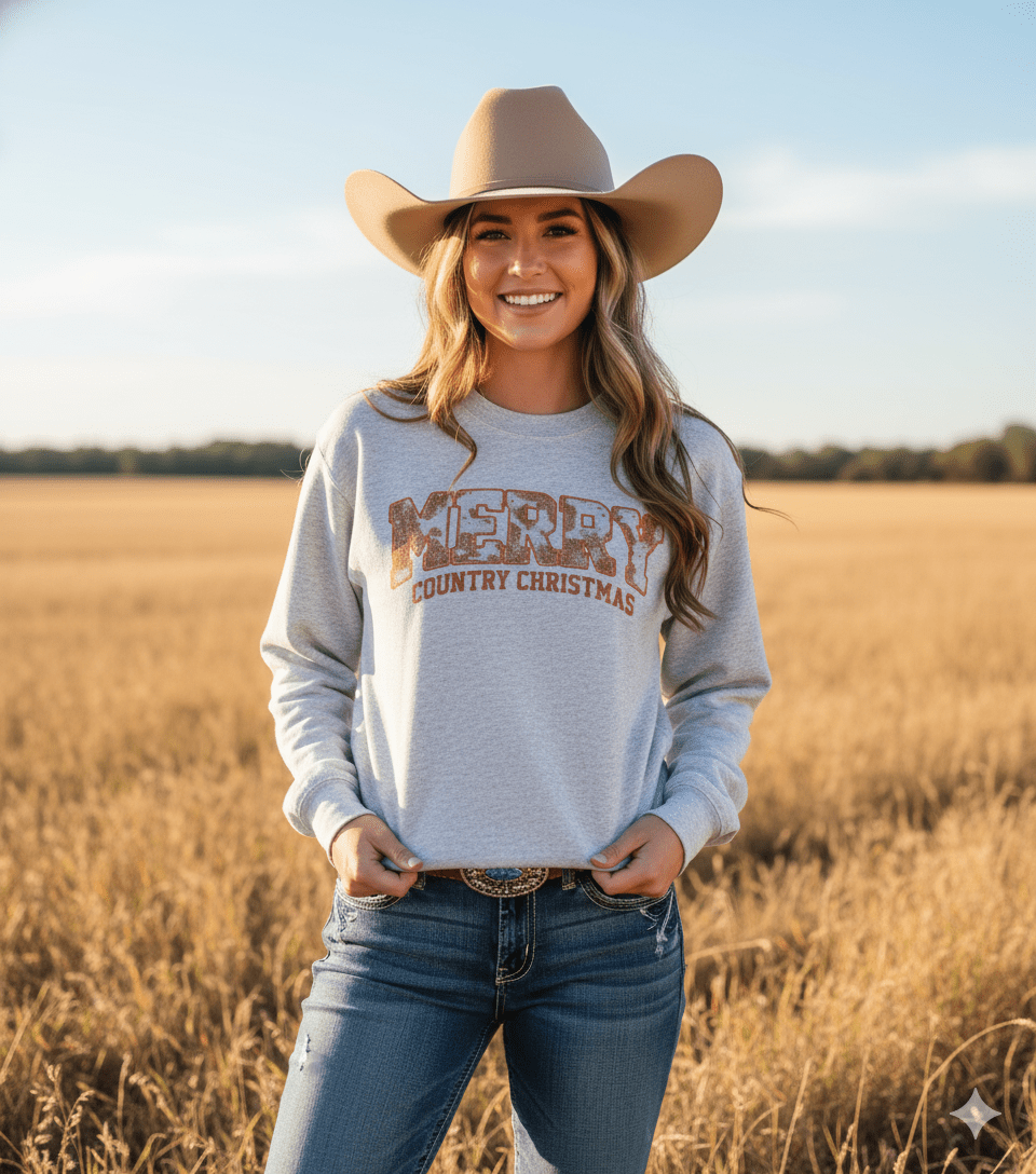 Merry Country Christmas Graphic Sweatshirt