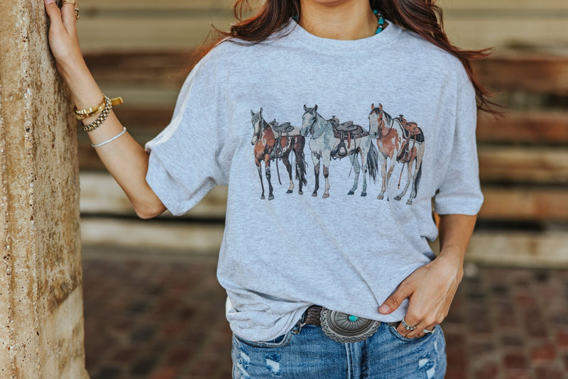 Saddled Horses Graphic Tee