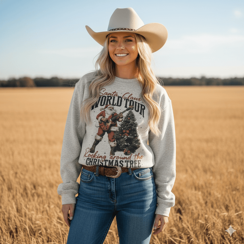 Santa Rocking Around The Christmas Tree Graphic Sweatshirt