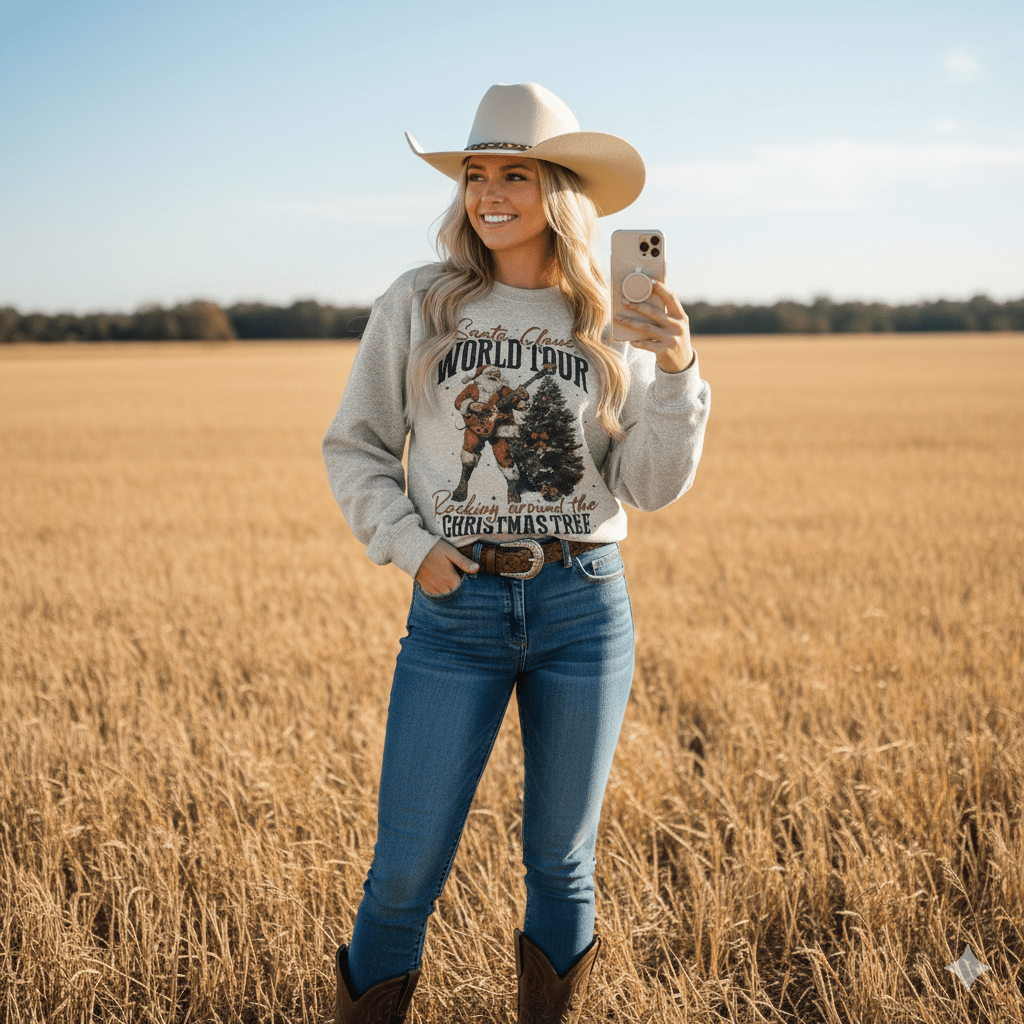 Santa Rocking Around The Christmas Tree Graphic Sweatshirt