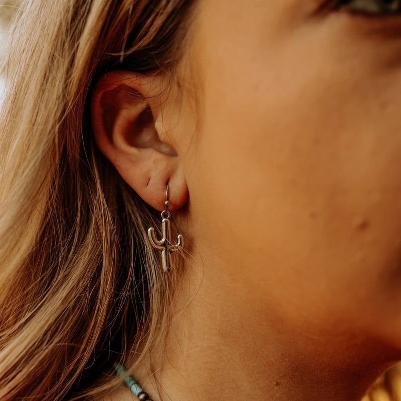 Simple Silver Cactus EarringsSilverOS