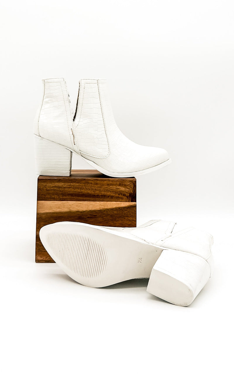 Tarim Booties in White Croc