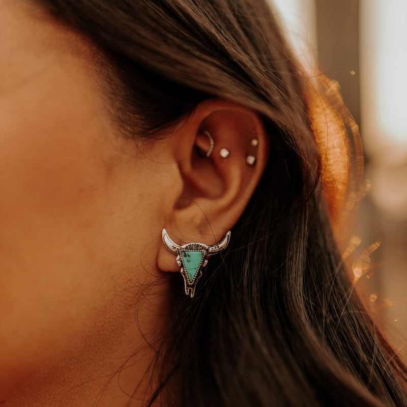 Turquoise Stone Steer EarringsTurquoiseOS