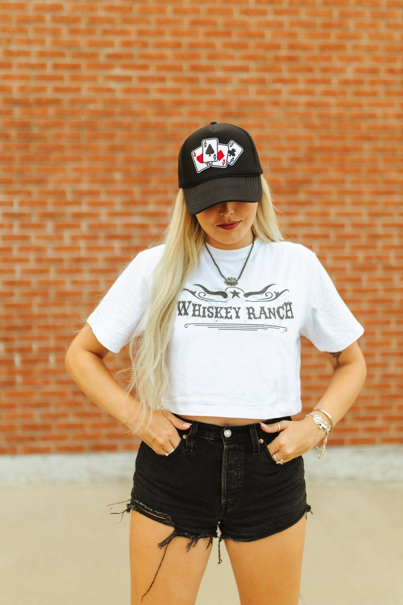 Whiskey Ranch Boxy Crop Graphic TeeWhiteS