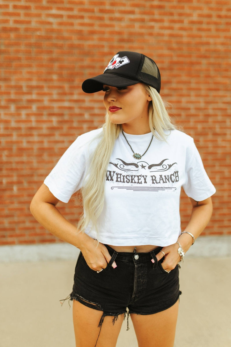 Whiskey Ranch Boxy Crop Graphic TeeWhiteS