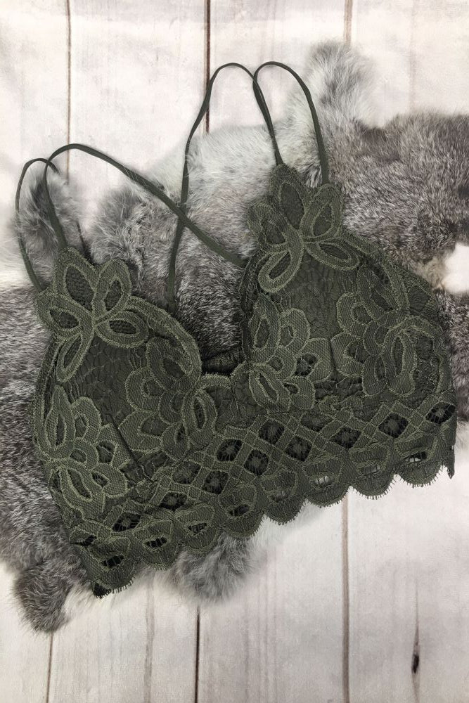 Lace Bralette in Olive