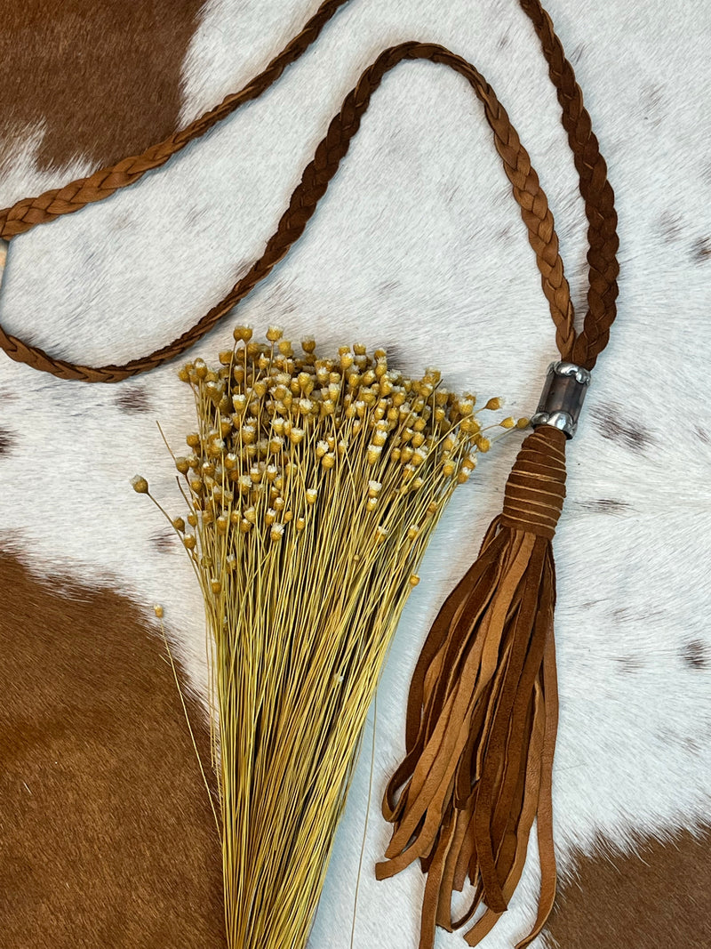 Braided Leather Tassel Necklace